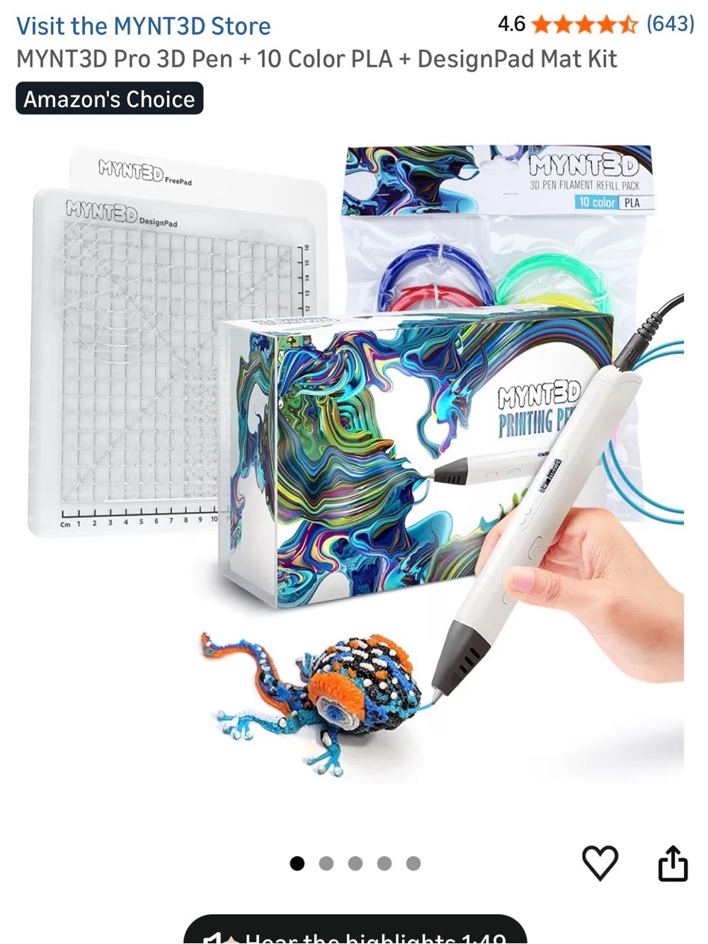 MYNT3D 3D Printing Pen & Accessory Bundle